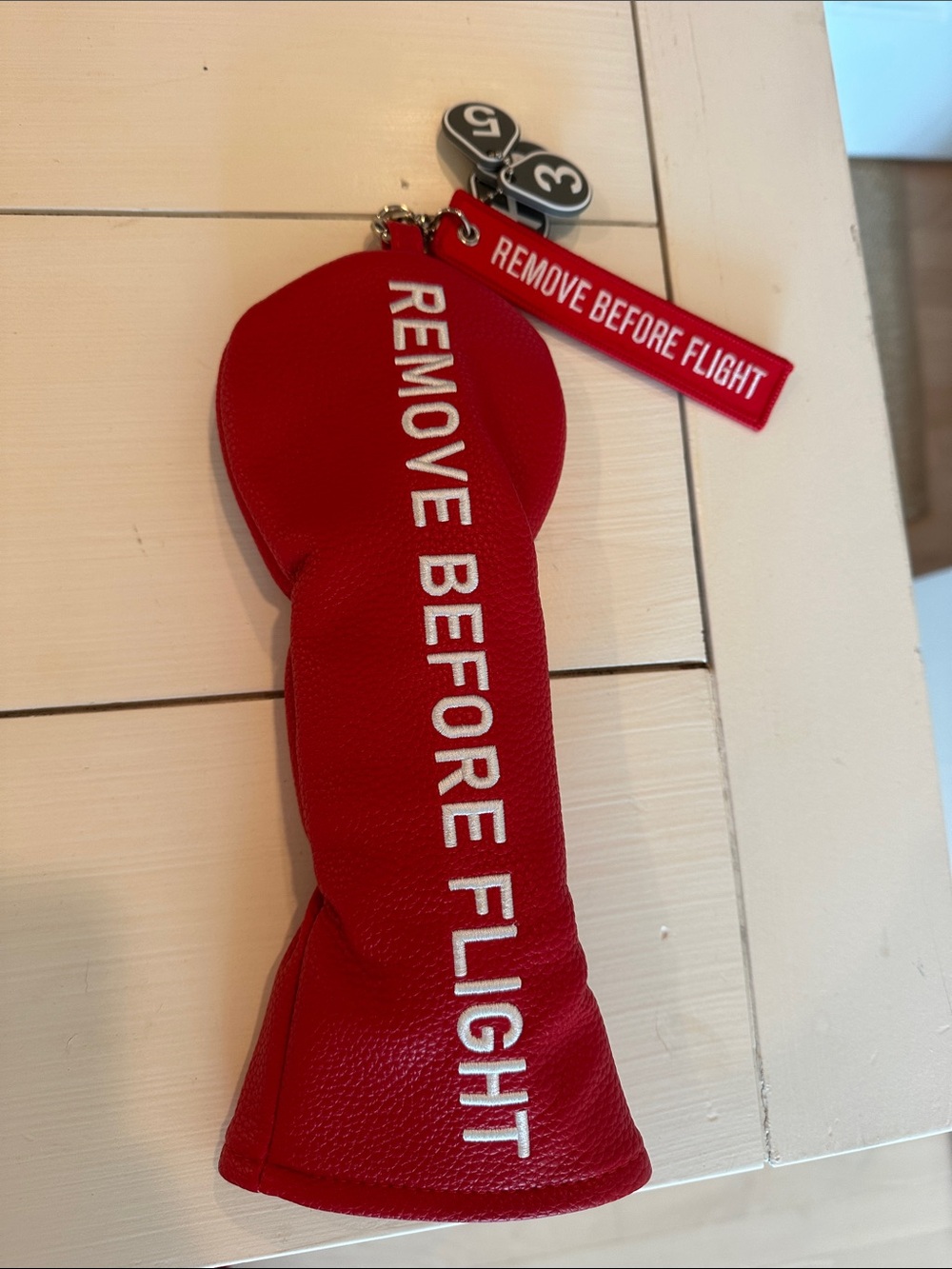 Remove Before Flight Red Golf Club Headcover by